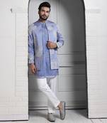 Azure bloom embroidered nehru