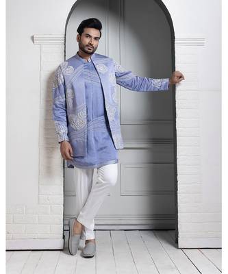 Azure bloom embroidered nehru 5