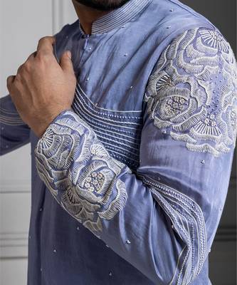 Azure bloom embroidered kurta set 4