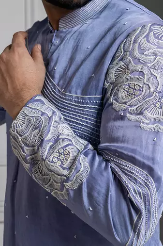 Azure bloom embroidered kurta set