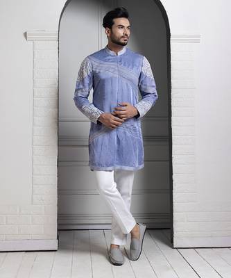 Azure bloom embroidered nehru and kurta set 2