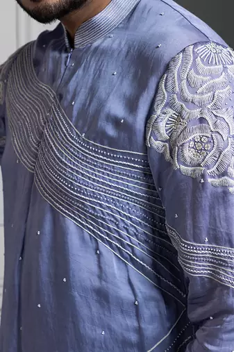 Azure bloom embroidered nehru and kurta set
