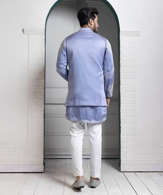 Azure bloom embroidered nehru and kurta set 4