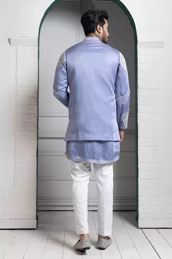 Azure bloom embroidered nehru and kurta set