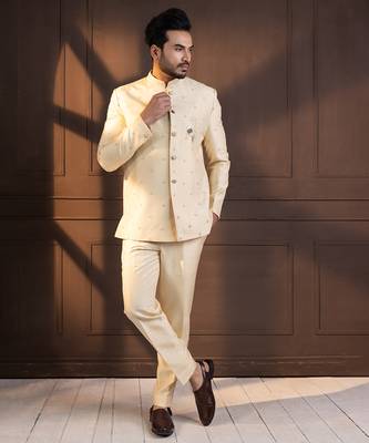 Ivory embellished bandhgala suit 2