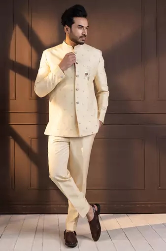 Ivory embellished bandhgala suit