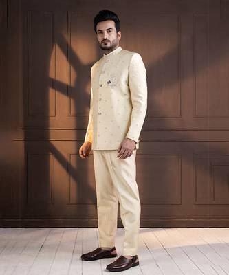 Ivory embellished bandhgala suit 3