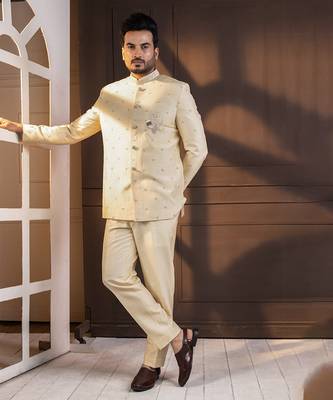 Ivory embellished bandhgala suit 4