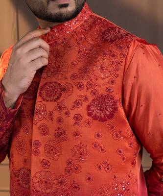 Sunset bloom embroidered nehru 2