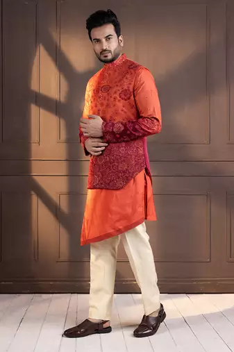 Sunset bloom embroidered kurta set