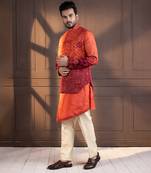 Sunset bloom embroidered nehru and kurta set