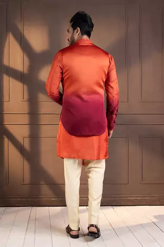 Sunset bloom embroidered nehru and kurta set