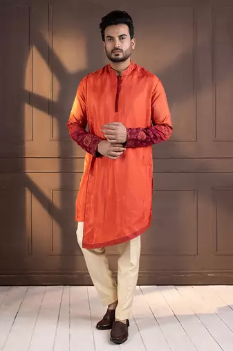 Sunset bloom embroidered nehru and kurta set