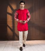 Crimson palm grove embroidered kurta set
