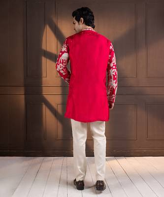 Crimson palm grove embroidered kurta set 3