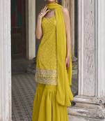 Faux georgette light pink embroidered trendy unstitched kameez & stitched sharara