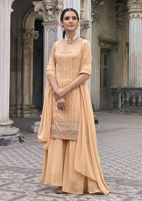 Faux georgette light pink embroidered Salwar Kameez 1