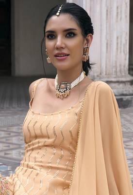 Faux georgette light pink embroidered Salwar Kameez 2