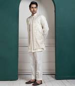Regal ivory layered kurta set jacket ensemble