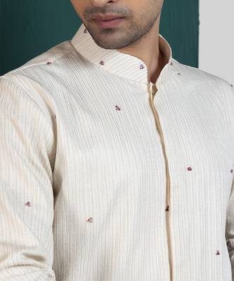 Regal ivory layered kurta set jacket ensemble 3