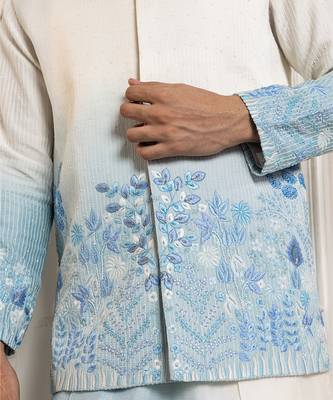 Ivory-sky ombre embroidered nehru 2