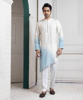 Ivory-sky ombre kurta set 1