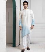 Ivory-sky ombre kurta set
