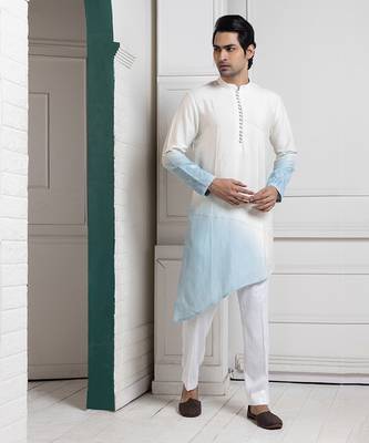 Ivory-sky ombre kurta set 2