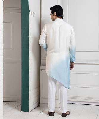 Ivory-sky ombre kurta set 3