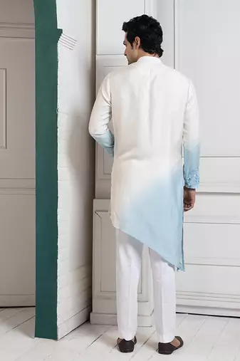 Ivory-sky ombre kurta set