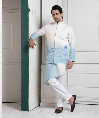 Ivory-sky ombre kurta set 4