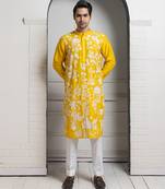 Sunshine yellow embroidered kurta set