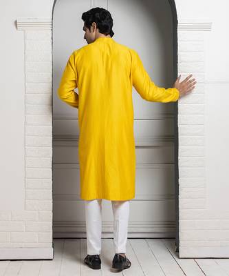 Sunshine yellow embroidered kurta set 4