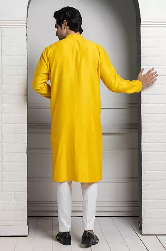 Sunshine yellow embroidered kurta set