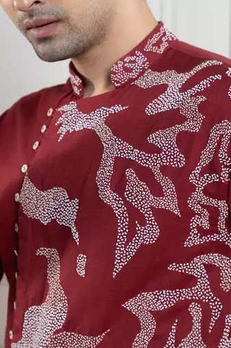 Scarlet vine embroidered kurta set