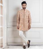 Golden palm silk kurta set