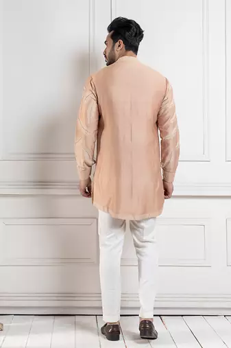 Golden palm silk kurta set