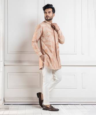 Golden palm silk kurta set 3