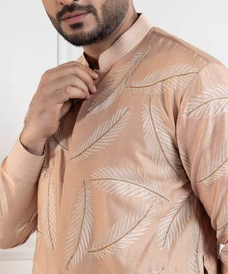 Golden palm silk kurta set 4