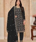 Black ceremonial faux georgette salwar kameez