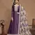 Embroidered art silk blend dark purple gown