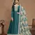Embroidered art silk teal gown