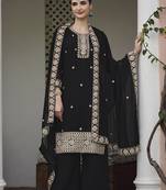 Georgette black embroidered designer salwar kameez