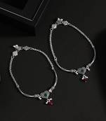 Green color oxidised anklets