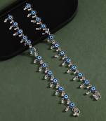 Blue color meena work anklets