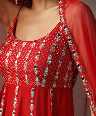 Red mirrorwork gharara set 2
