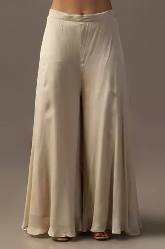 Ivory thread and sequin textured halter sharara set