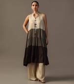 Shades of chocolate tiered anarkali kurta with pants