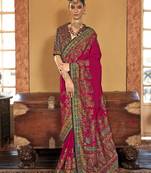poly viscose art silk paisley print banarasi saree