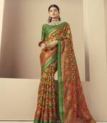 green georgette rangkaat banarasi saree